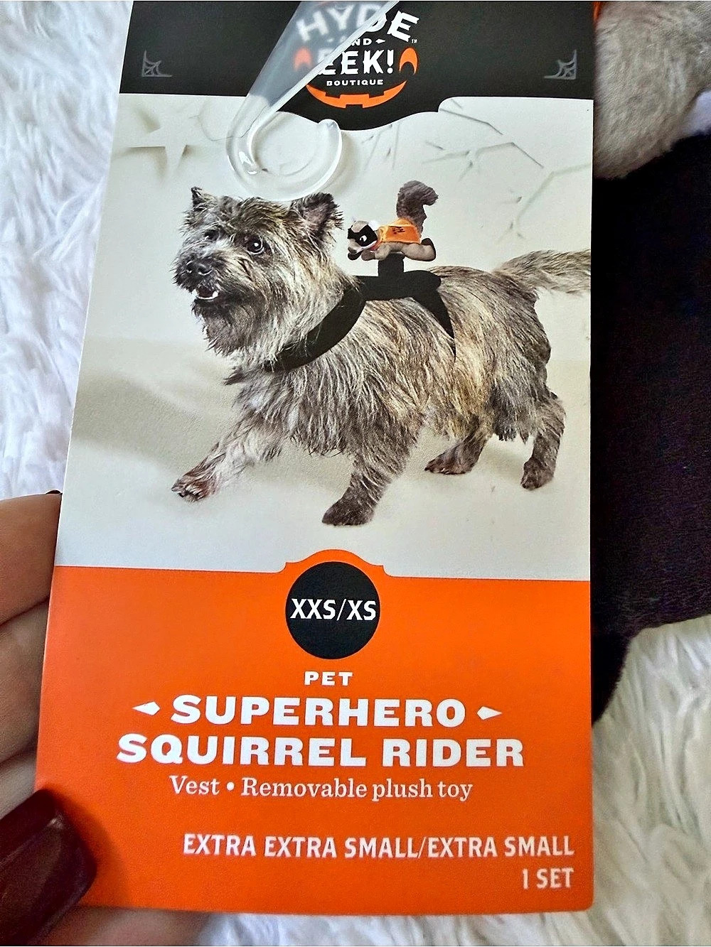 Pet Superhero Squirrely Rider Vest Dog Cat Vest Black & Orange NWT